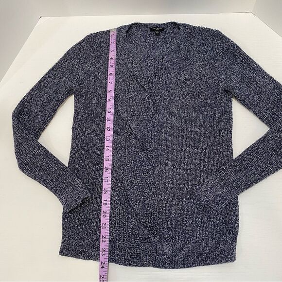 Talbots Cable Knit Twist Front Sweater In Marbled Gray Size Small Petite - Picture 7 of 14